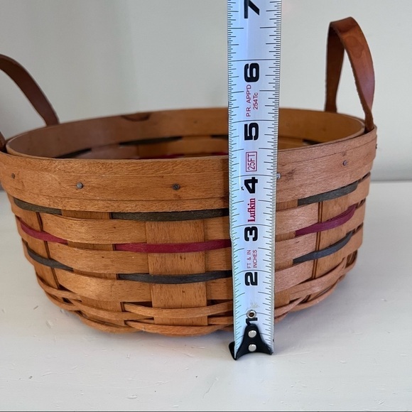 LONGABERGER WOVEN TRADITIONS 10" DARNING BASKET with 2 LEATHER LOOP HANDLES 1995 - Picture 9 of 10